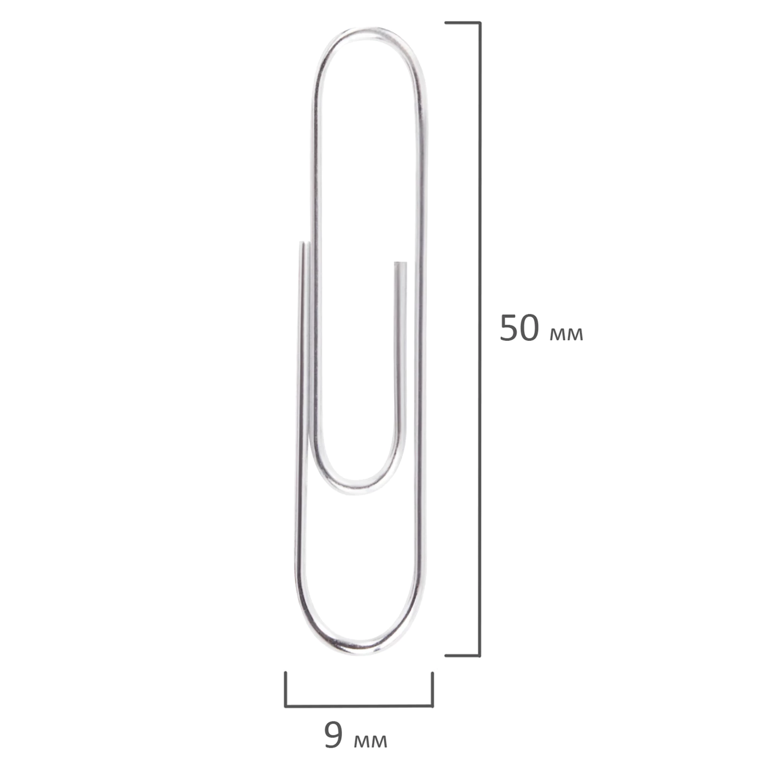 Скрепки большие BRAUBERG 50 мм никелированные 50 штук